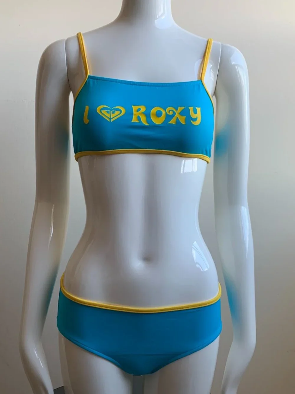 Roxy Girls logo swimwear turquoise blue sporty 2pc bikini set